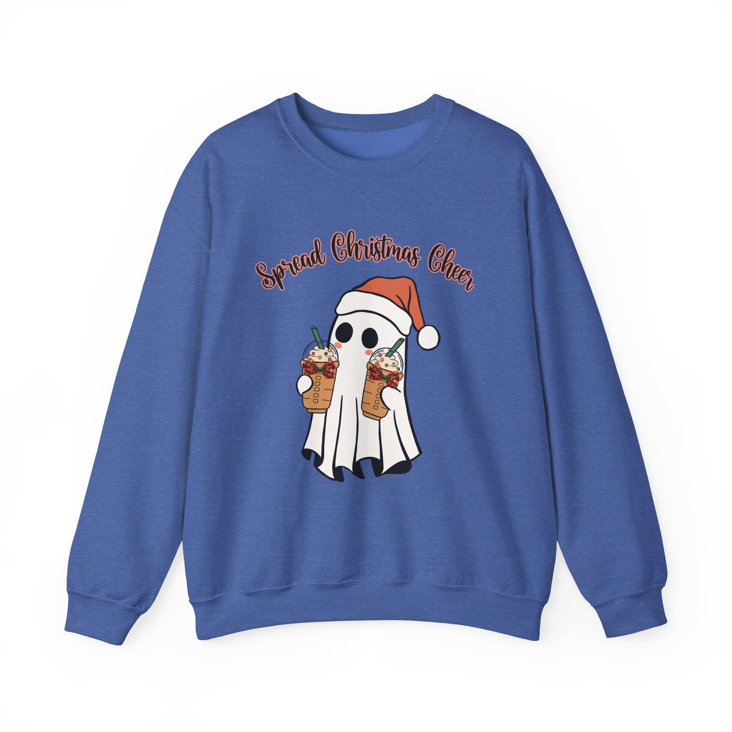 Spread Christmas Cheer Ghost and Coffee Christmas Coquette Unisex Heavy Blend™ Crewneck Sweatshirt