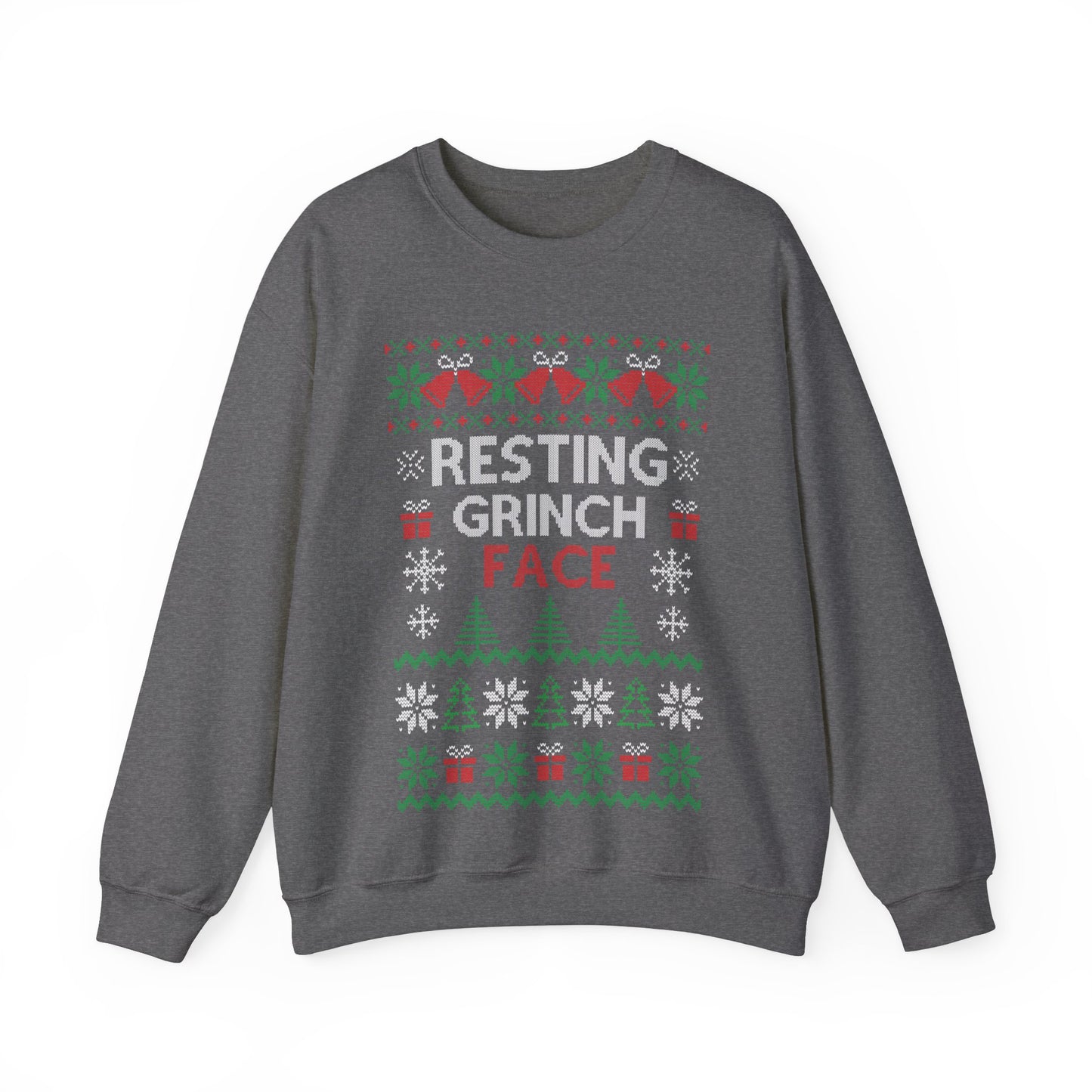 Resting Grinch Face Ugly Christmas Unisex Heavy Blend™ Crewneck Sweatshirt