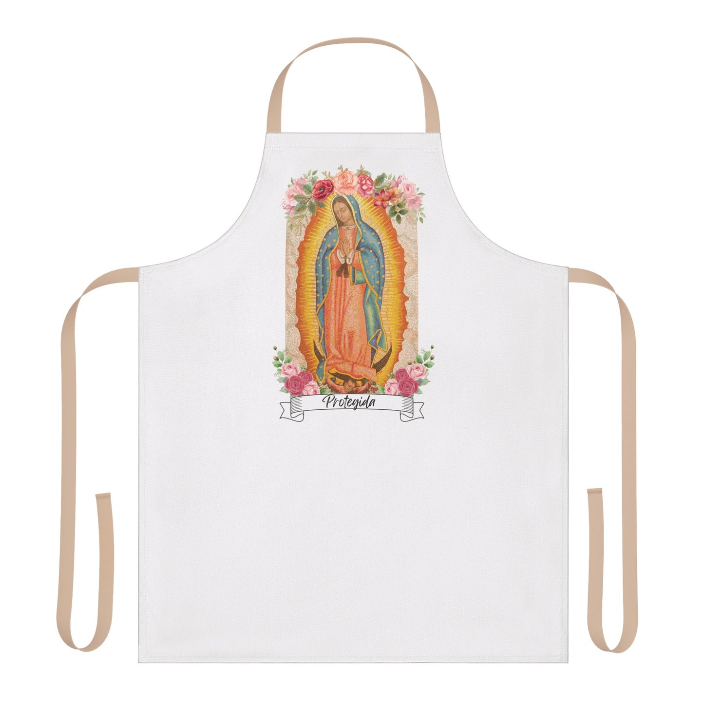 "Protegida" Virgen de Guadalupe Unisex t-shirt, mother's day, 12 de Diciembre-Apron, 5-Color Straps