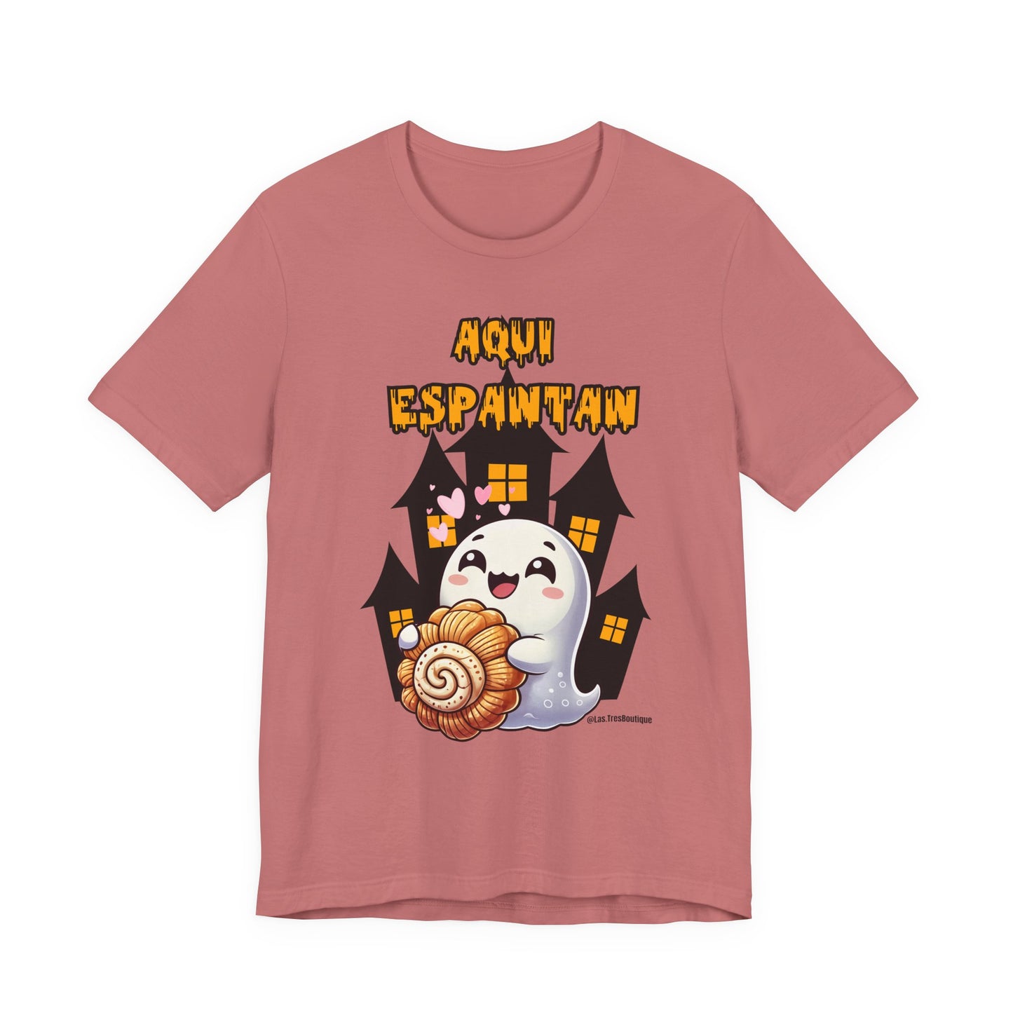 "Aqui Espantan" Cute Ghost Halloween Tee, Funny Ghost Shirt, Halloween Costume, Spooky T-Shirt, Gift for Halloween Lovers