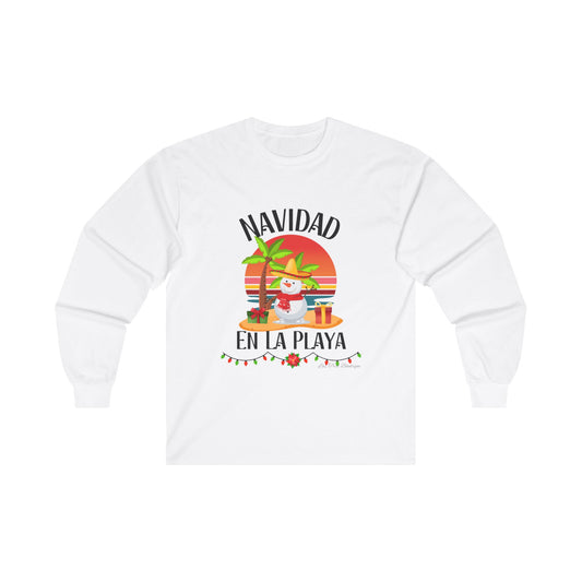 Navidad en La Playa Snowman on the Beach Unisex Ultra Cotton Long Sleeve Tee