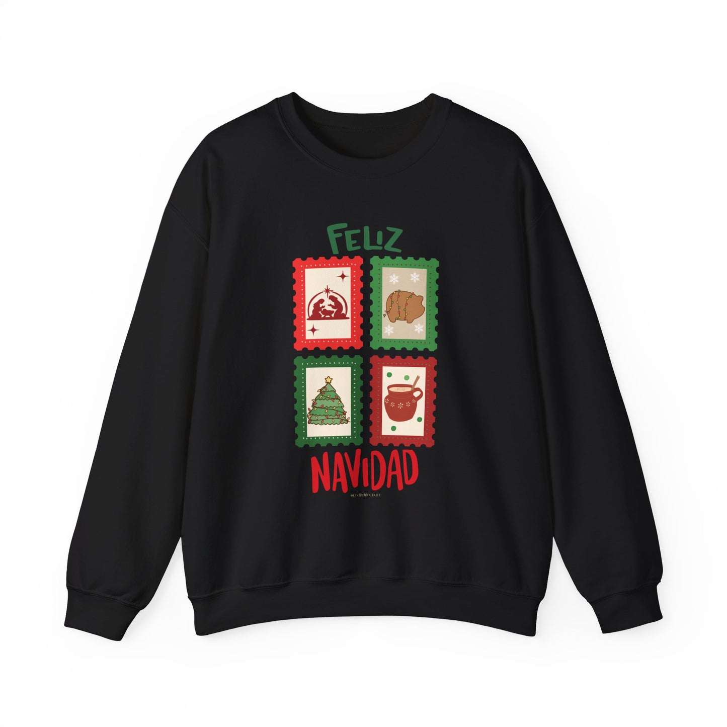 Feliz Navidad Stamp Sweatshirt™ | Cute Latina Christmas Crewneck | Pan Dulce & Champurrado Design