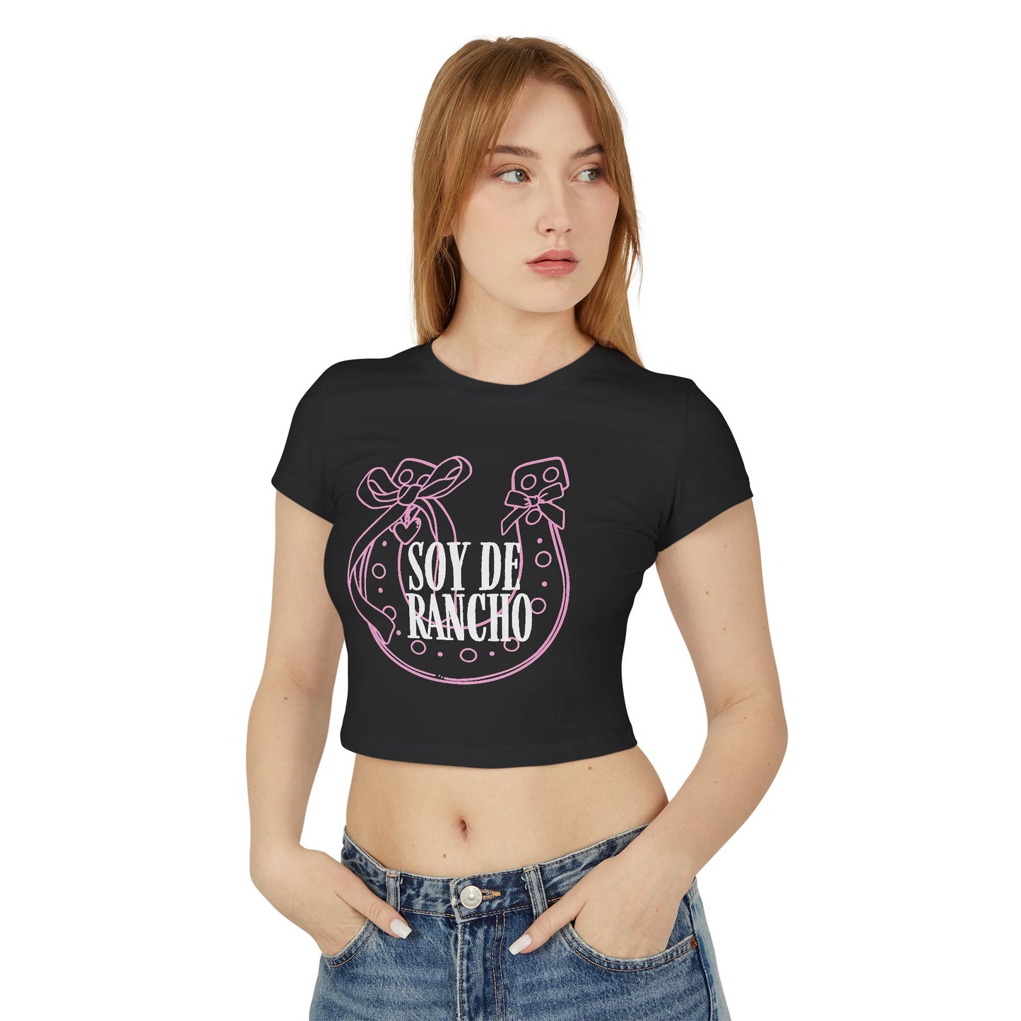 Soy de Rancho Pink Horseshoe - Ranchera Coquette Baby Tee