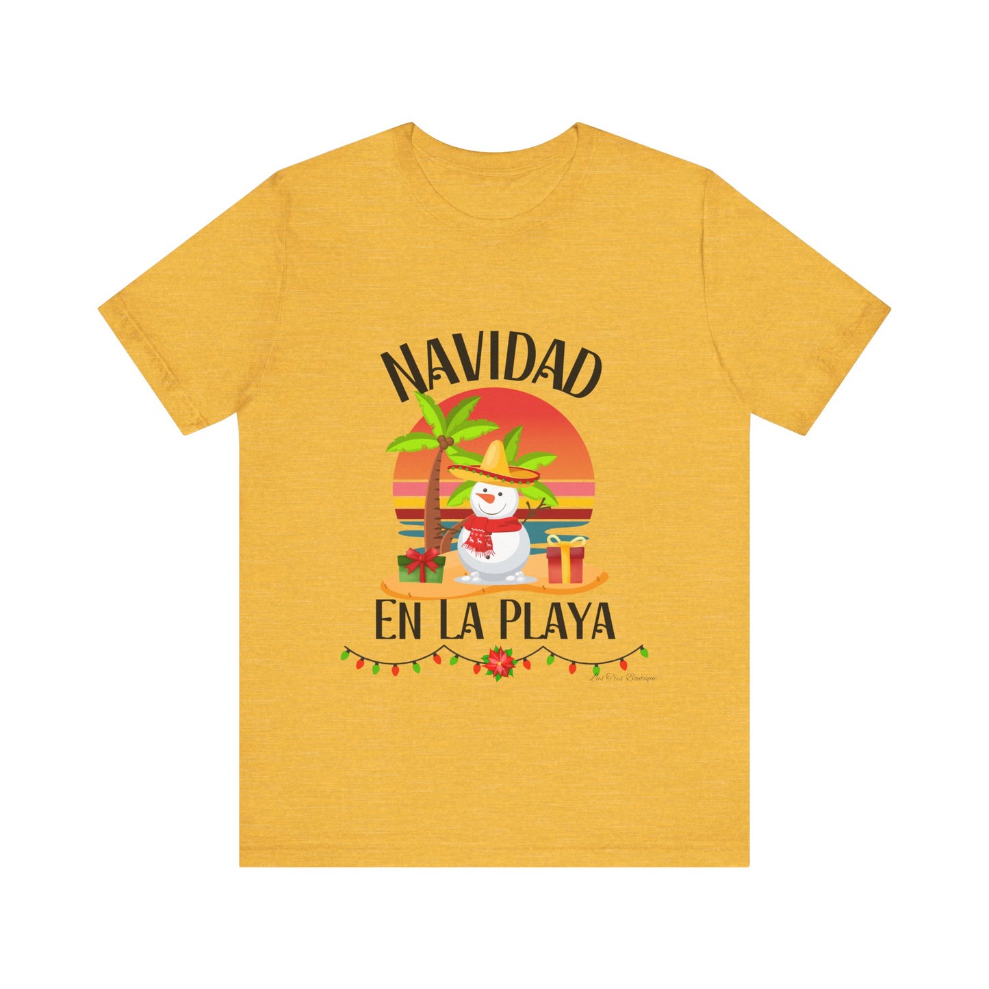 Navidad en La Playa Snowman on the Beach Unisex Jersey Short Sleeve Tee