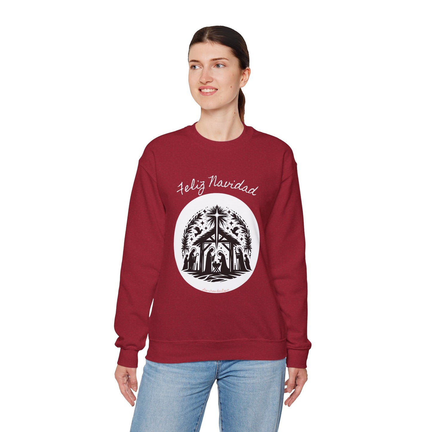 "'Feliz Navidad' escena de Nacimiento" Unisex Heavy Blend™ Crewneck Sweatshirt