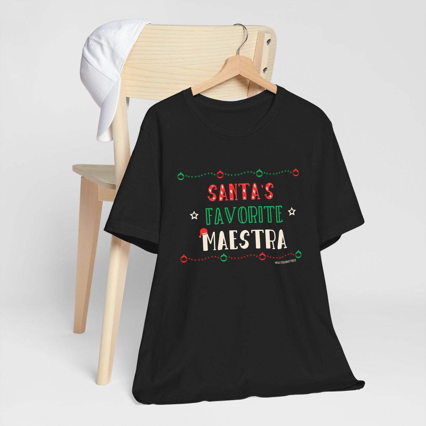 Santa’s Favorite Maestra™ Christmas Shirt | Latina Teacher Holiday Tee | Funny Navidad Teacher Gift