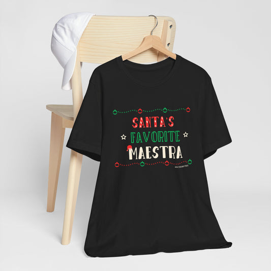 Santa’s Favorite Maestra™ Christmas Shirt | Latina Teacher Holiday Tee | Funny Navidad Teacher Gift