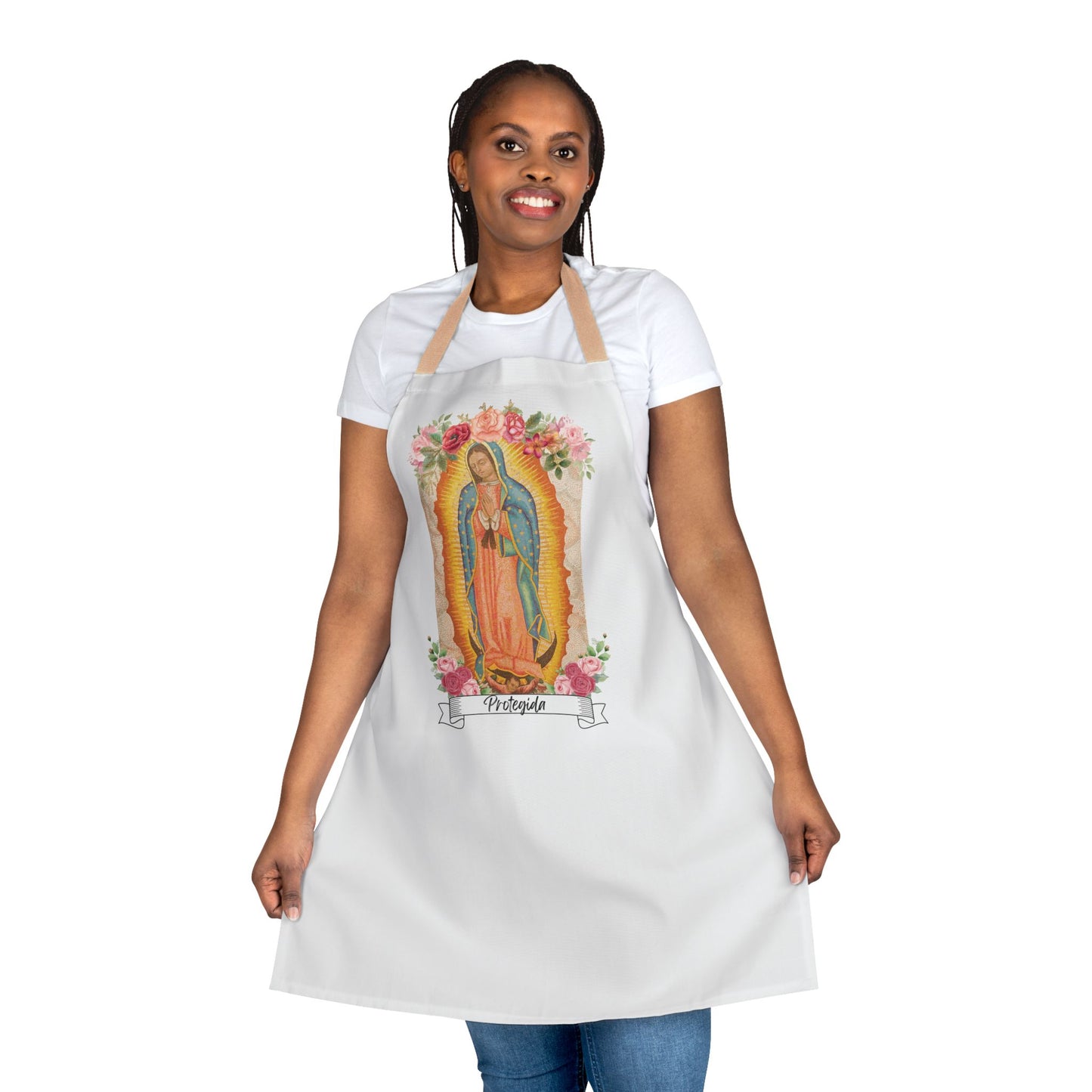 "Protegida" Virgen de Guadalupe Unisex t-shirt, mother's day, 12 de Diciembre-Apron, 5-Color Straps