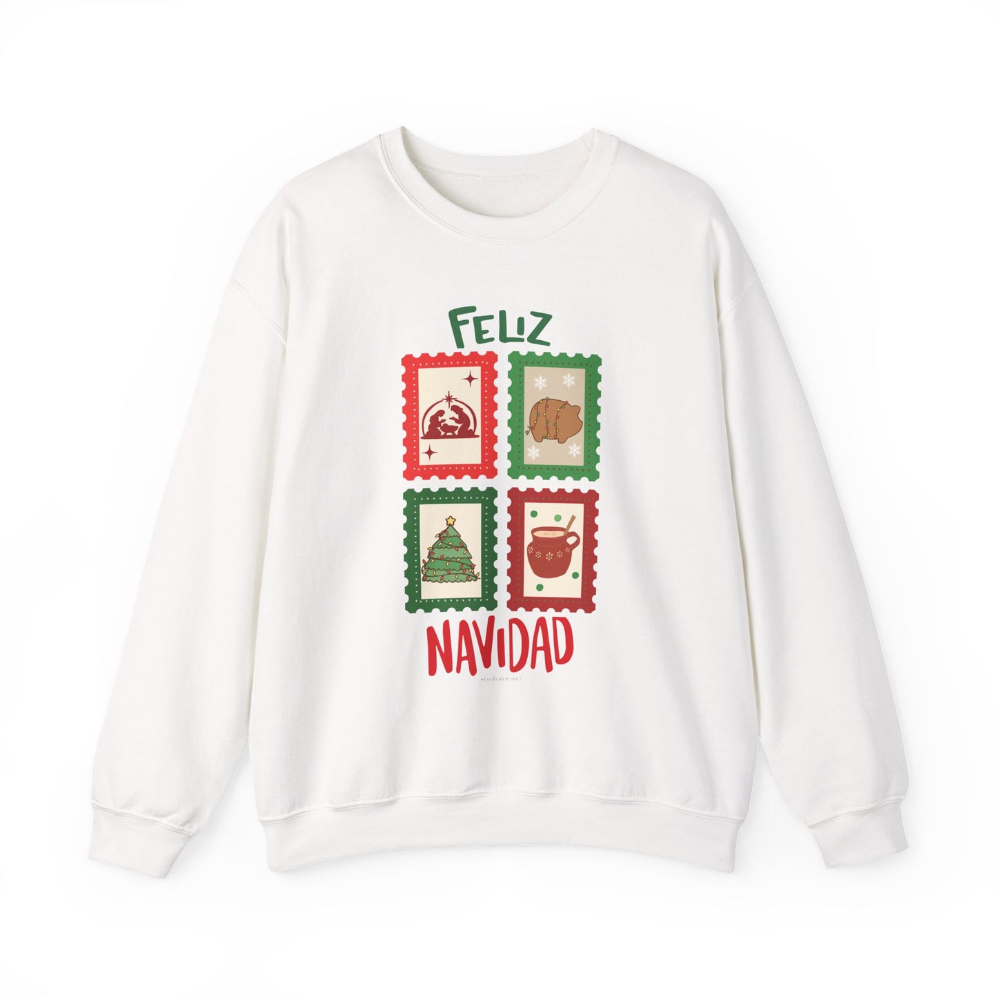 Feliz Navidad Stamp Sweatshirt™ | Cute Latina Christmas Crewneck | Pan Dulce & Champurrado Design