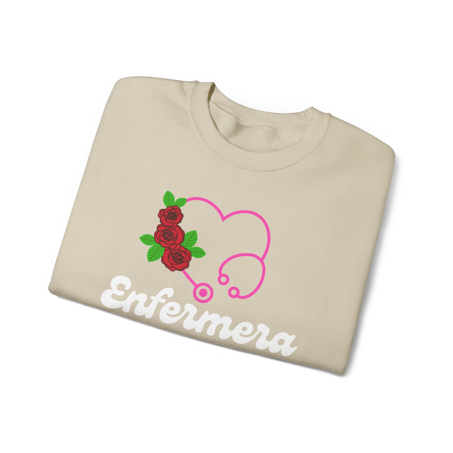 Enfermera Floriada Rose & Pink Stethescope Unisex Heavy Blend™ Crewneck Sweatshirt