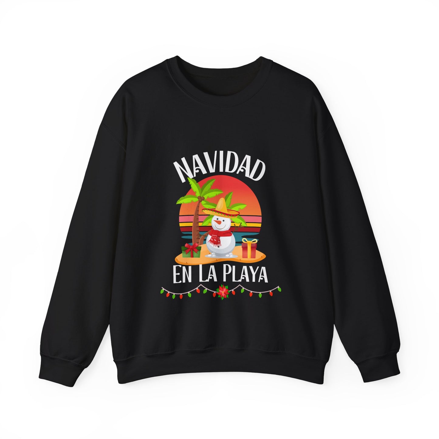 Navidad en La Playa Snowman on the Beach Heavy Blend™ Crewneck Sweatshirt