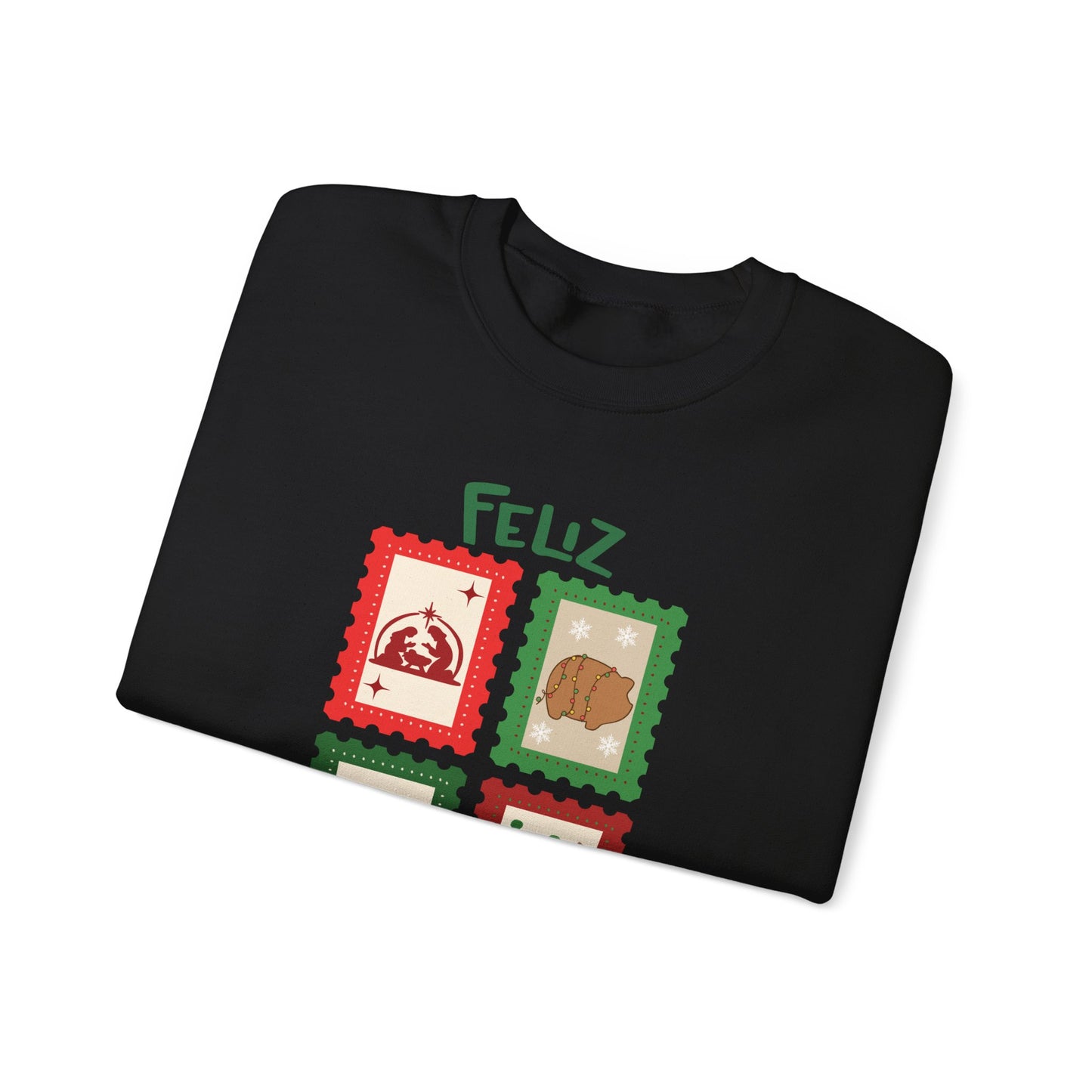 Feliz Navidad Stamp Sweatshirt™ | Cute Latina Christmas Crewneck | Pan Dulce & Champurrado Design