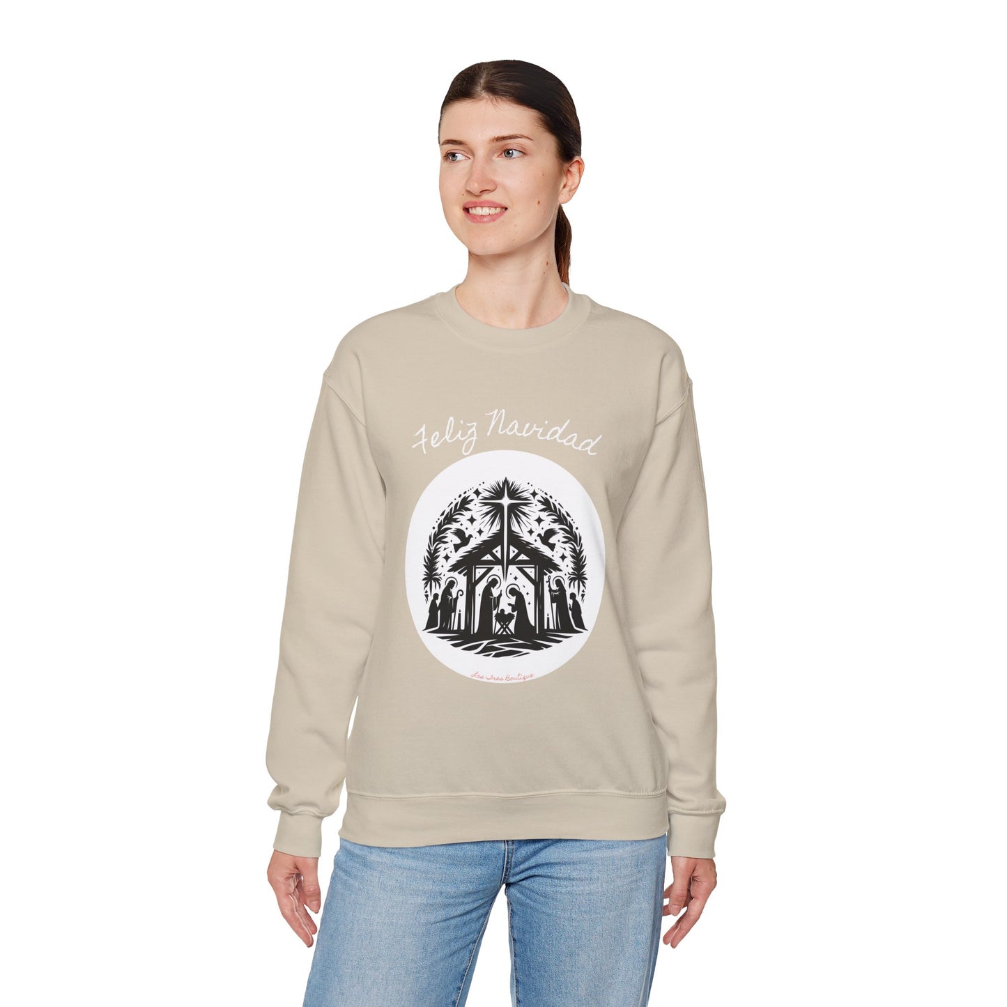 "'Feliz Navidad' escena de Nacimiento" Unisex Heavy Blend™ Crewneck Sweatshirt