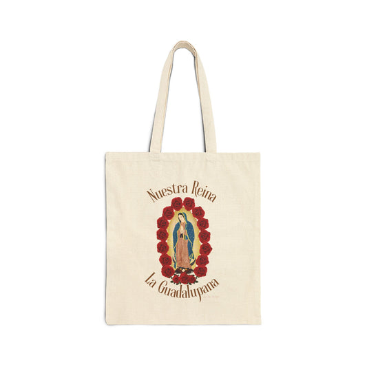 Nuestra Reina La Guadalupana Cotton Canvas Tote Bag