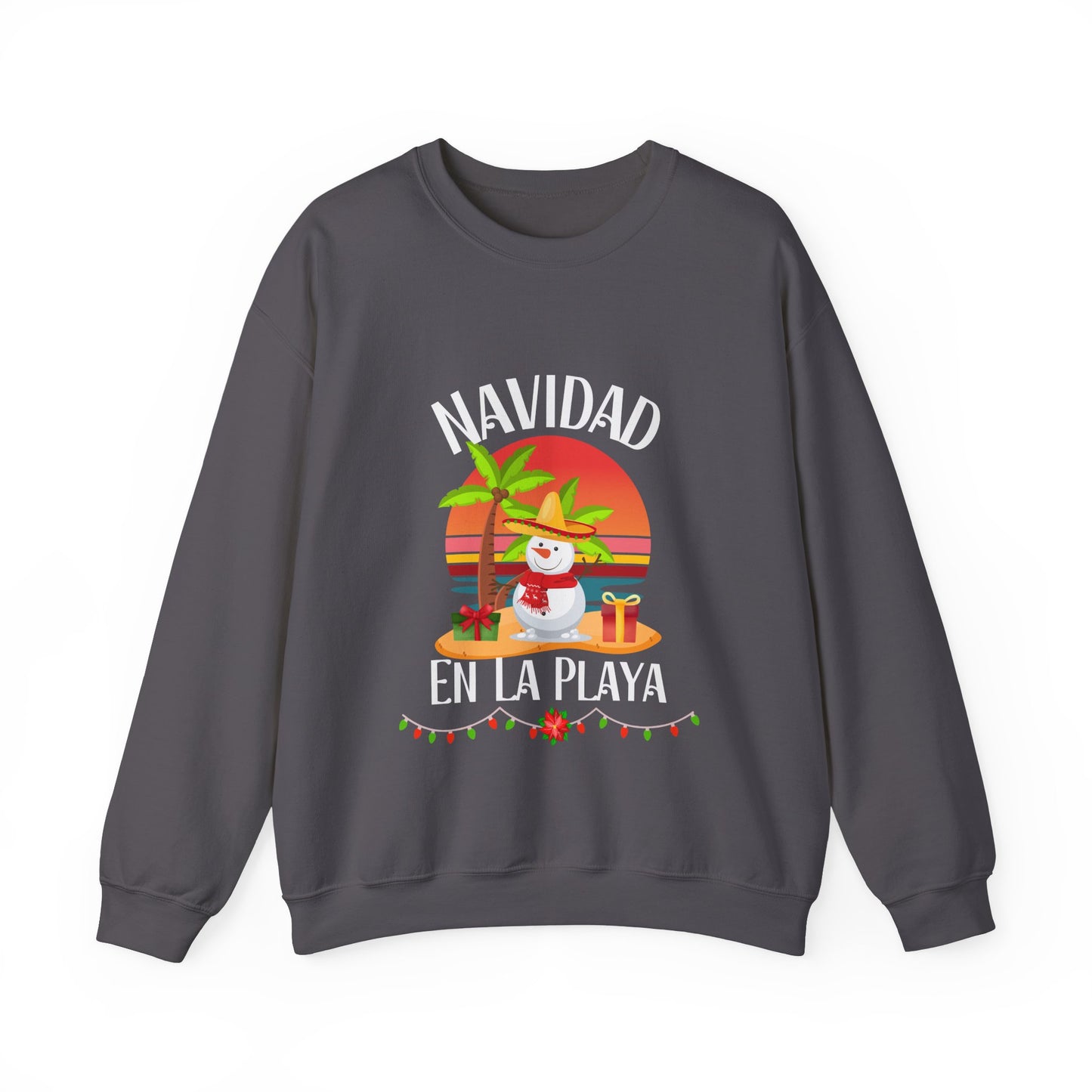 Navidad en La Playa Snowman on the Beach Heavy Blend™ Crewneck Sweatshirt