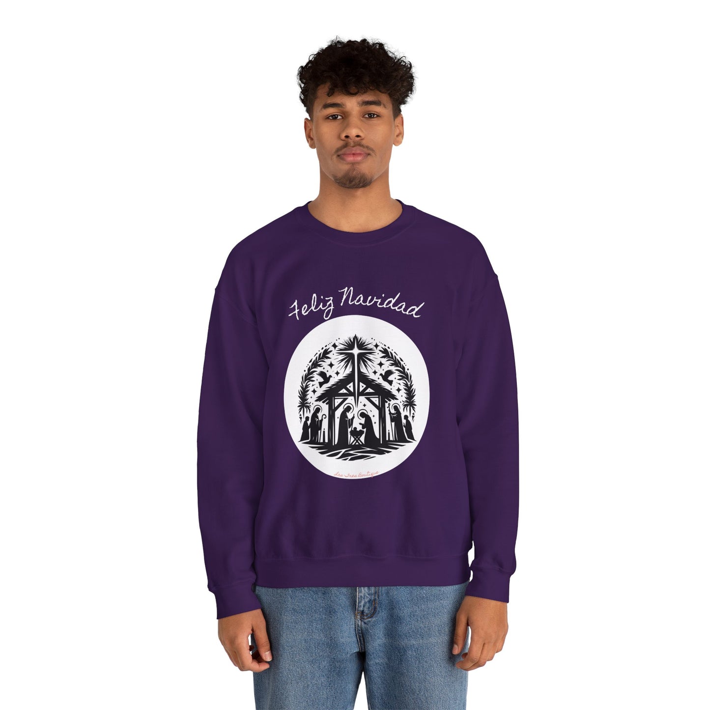 "'Feliz Navidad' escena de Nacimiento" Unisex Heavy Blend™ Crewneck Sweatshirt