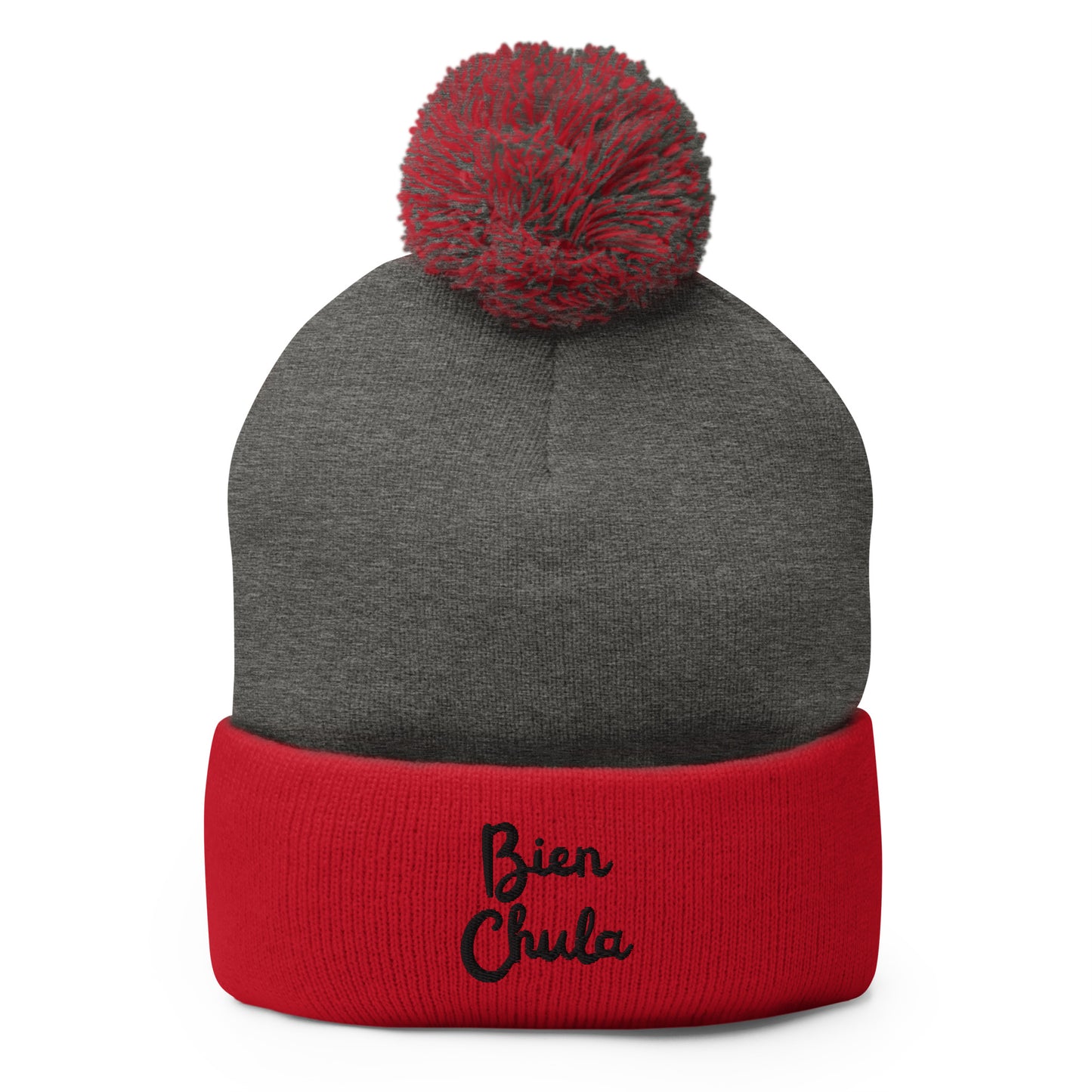 "Bien Chula" Black letters Colorful set Pom-Pom Beanie