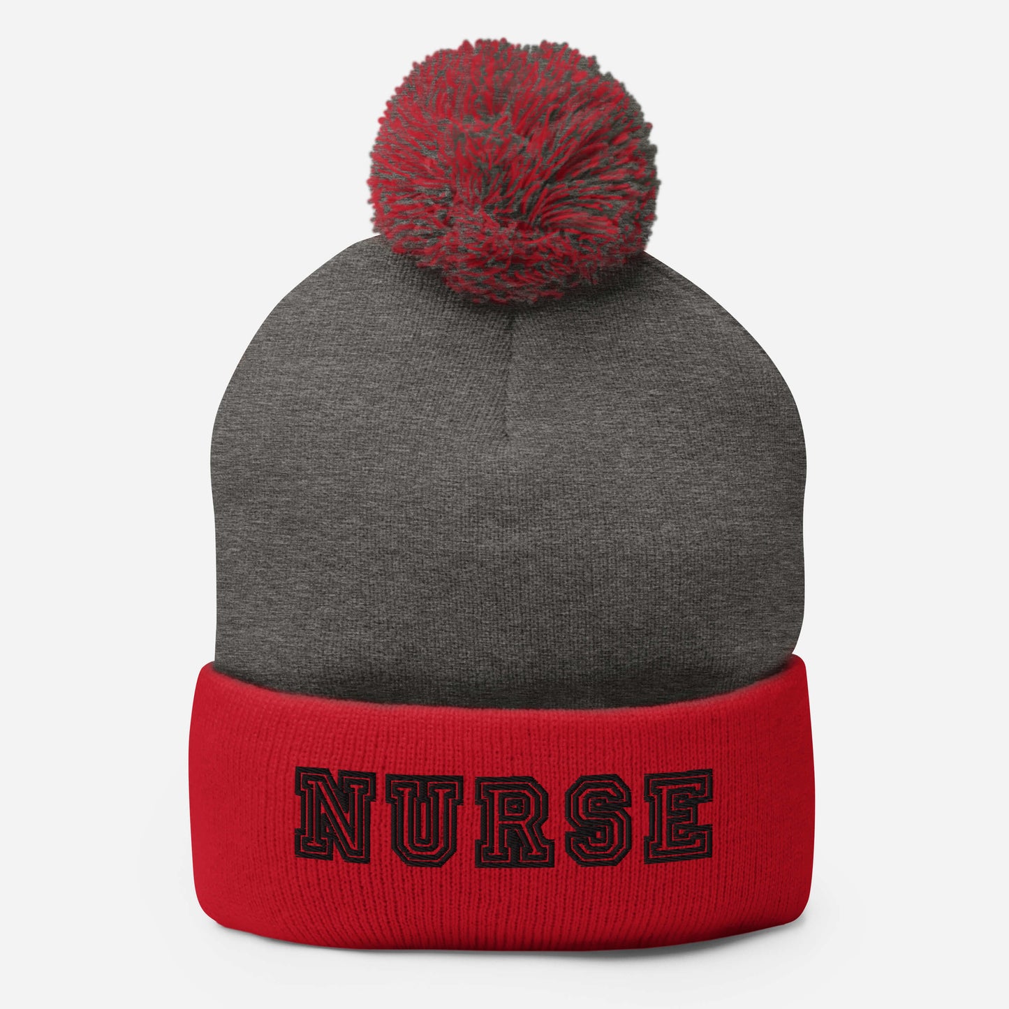 Nurse Embroidered Pom-Pom Beanie