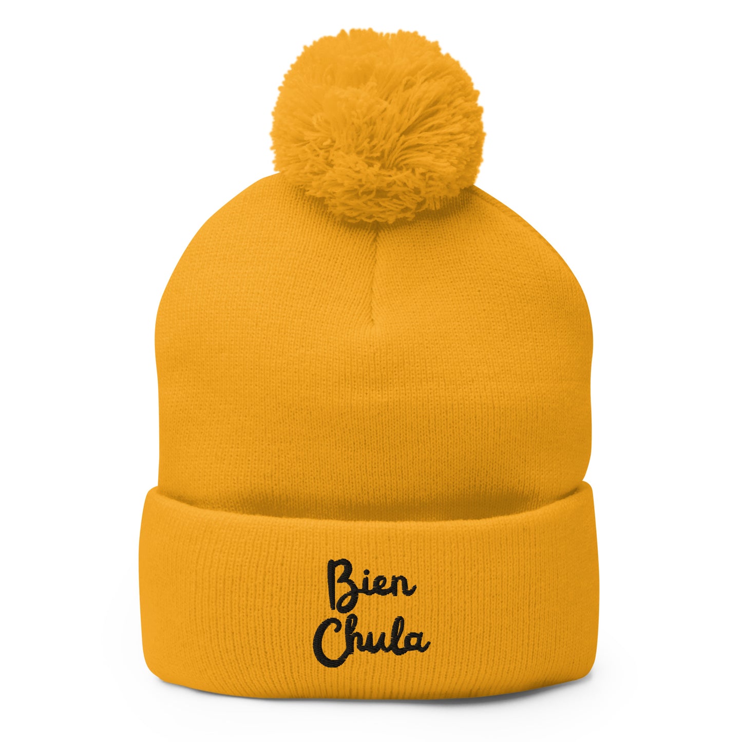 "Bien Chula" Black letters Colorful set Pom-Pom Beanie