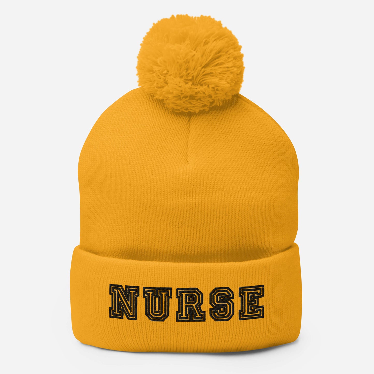 Nurse Embroidered Pom-Pom Beanie