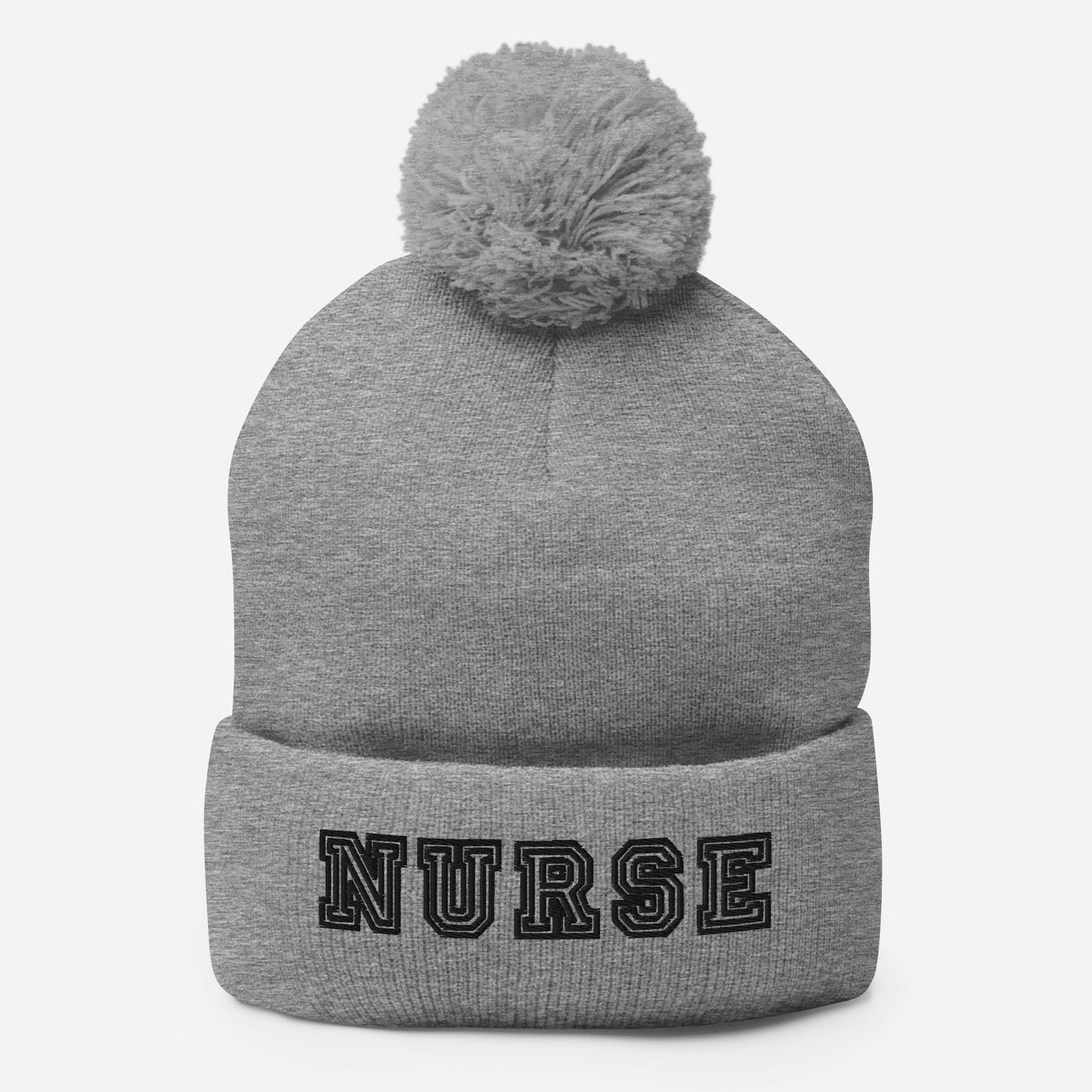 Nurse Embroidered Pom-Pom Beanie