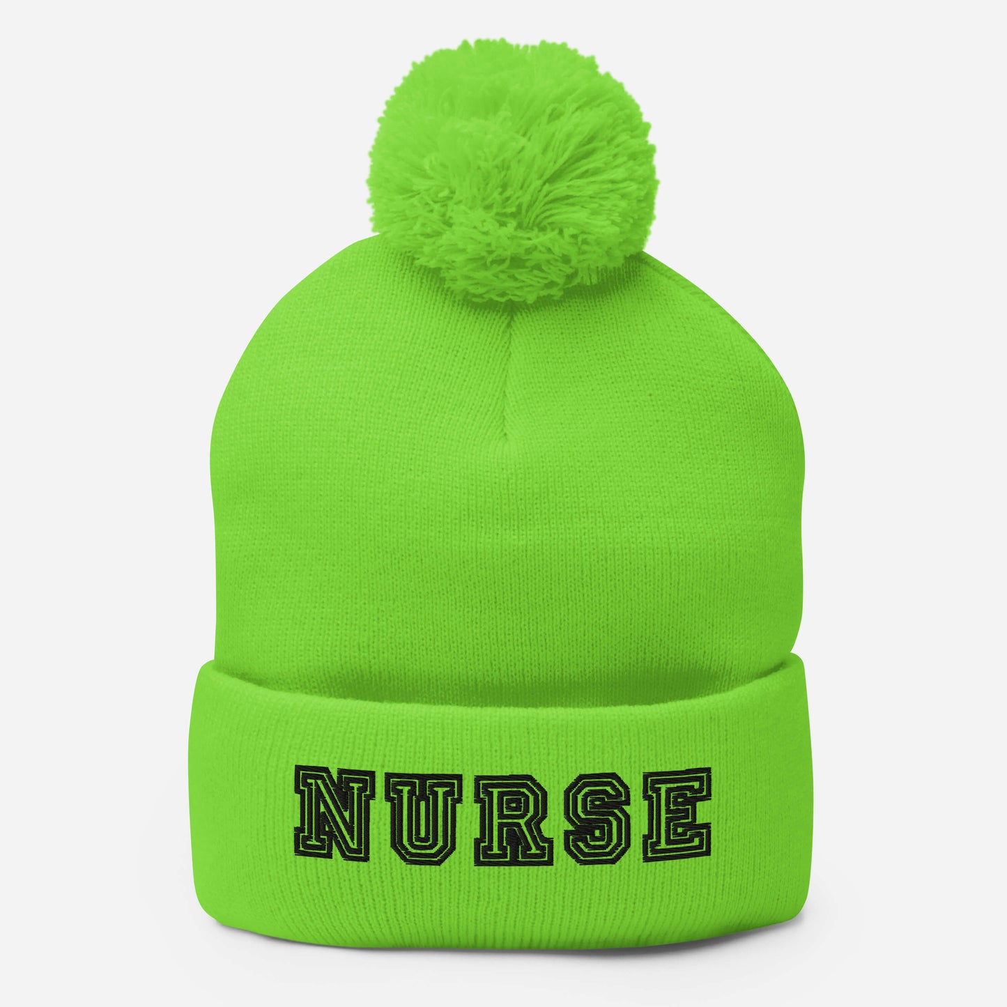 Nurse Embroidered Pom-Pom Beanie