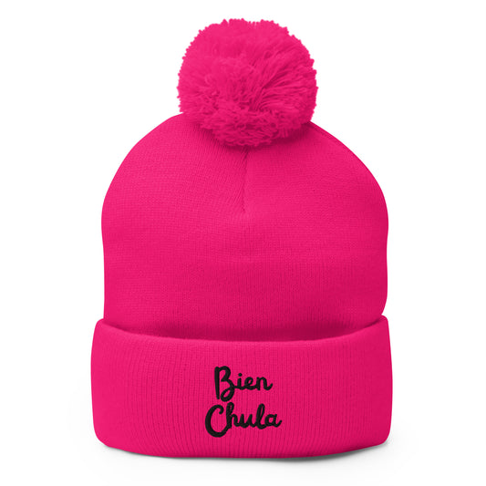 "Bien Chula" Black letters Colorful set Pom-Pom Beanie