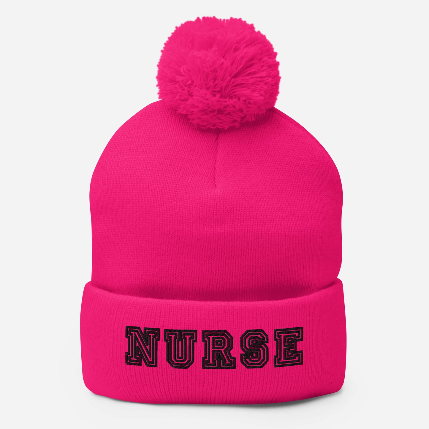 Nurse Embroidered Pom-Pom Beanie