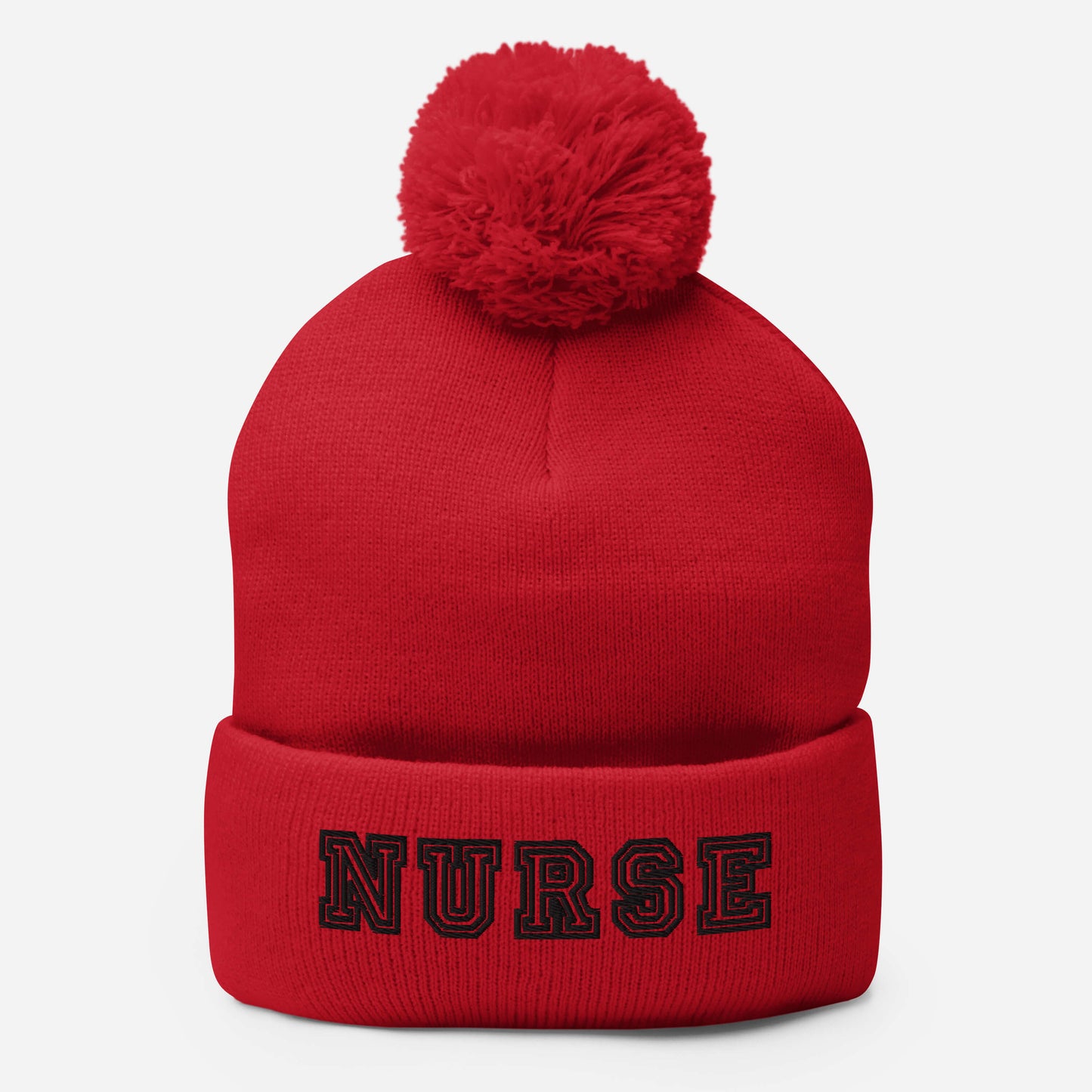 Nurse Embroidered Pom-Pom Beanie