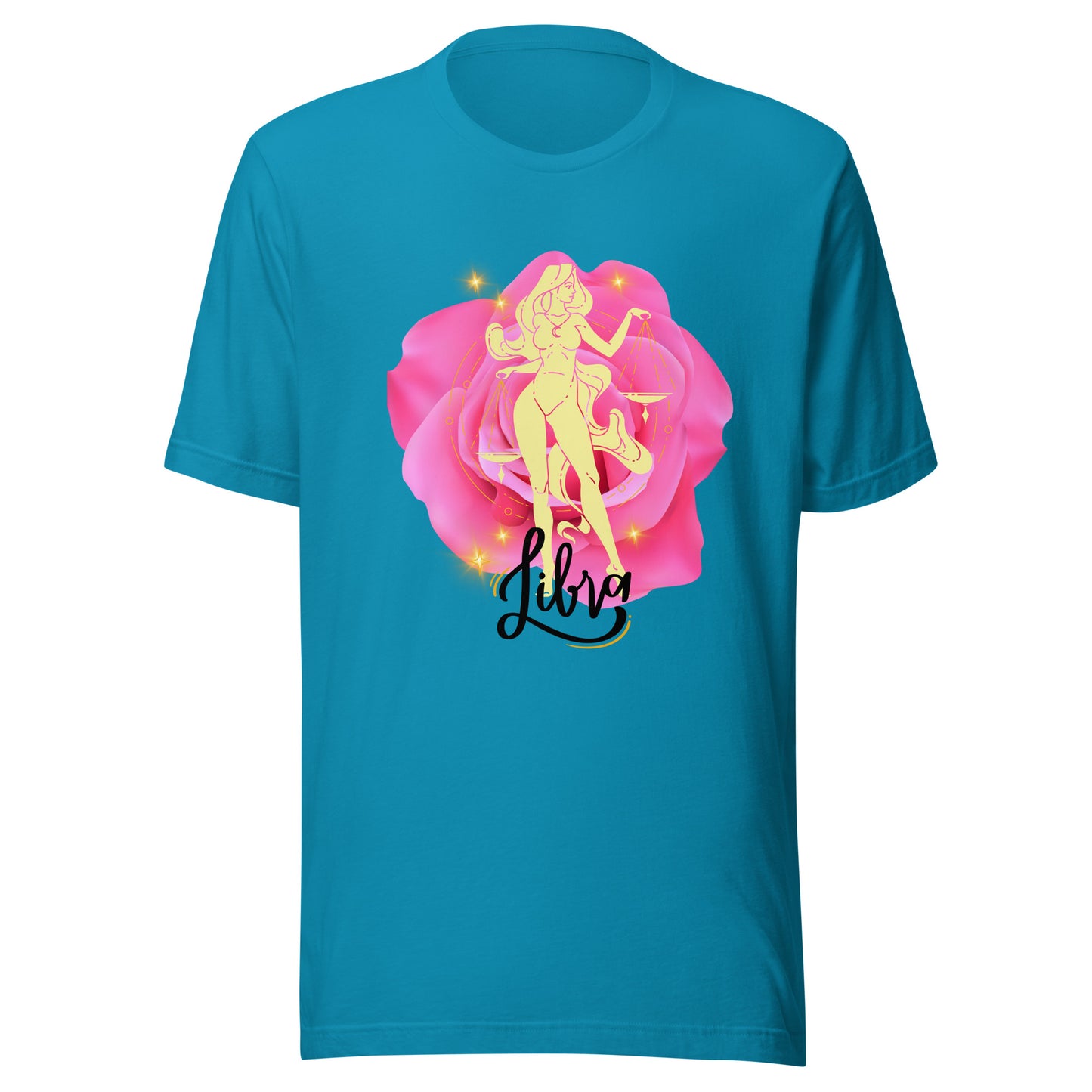 Libra Goddes Zodiac Sign Pink Rose Unisex t-shirt