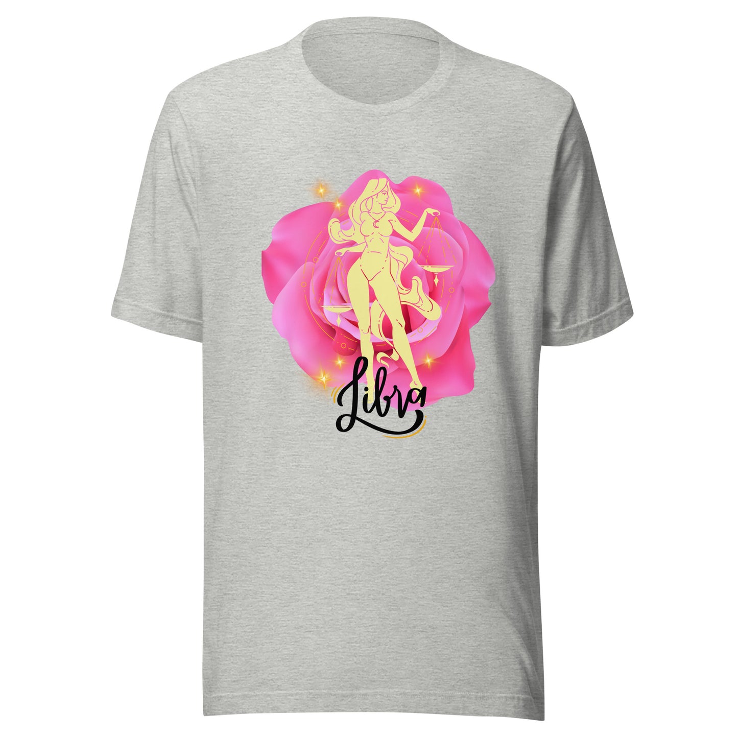 Libra Goddes Zodiac Sign Pink Rose Unisex t-shirt