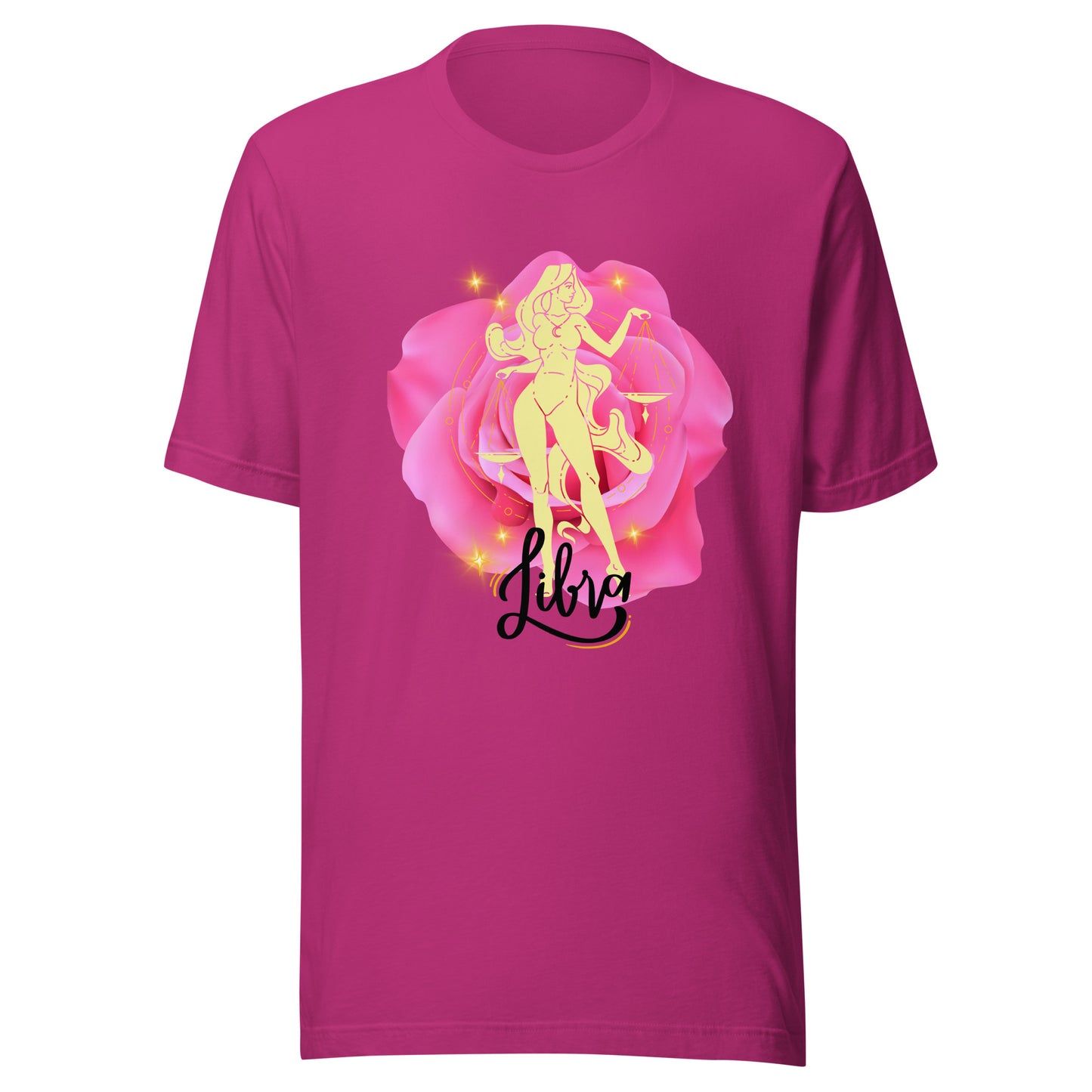 Libra Goddes Zodiac Sign Pink Rose Unisex t-shirt