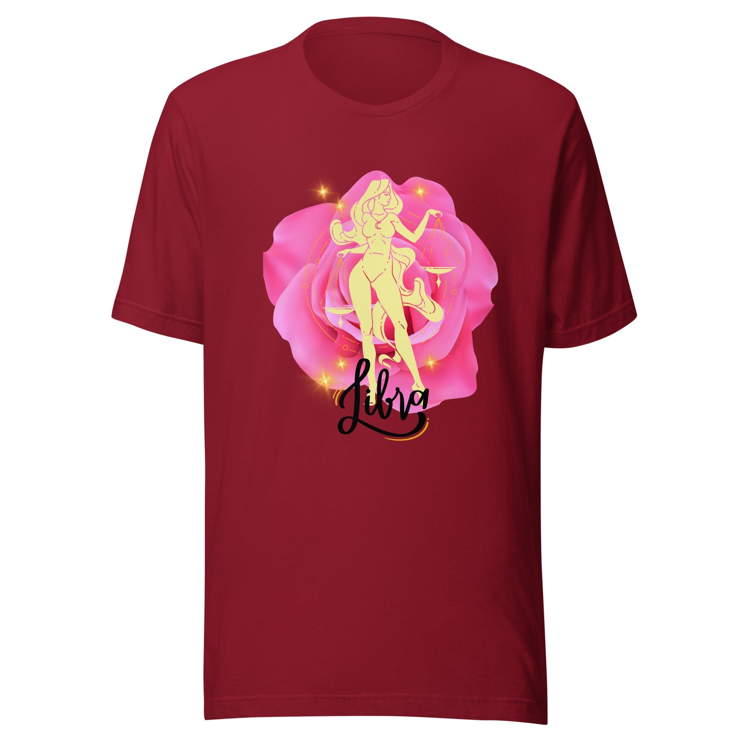 Libra Goddes Zodiac Sign Pink Rose Unisex t-shirt