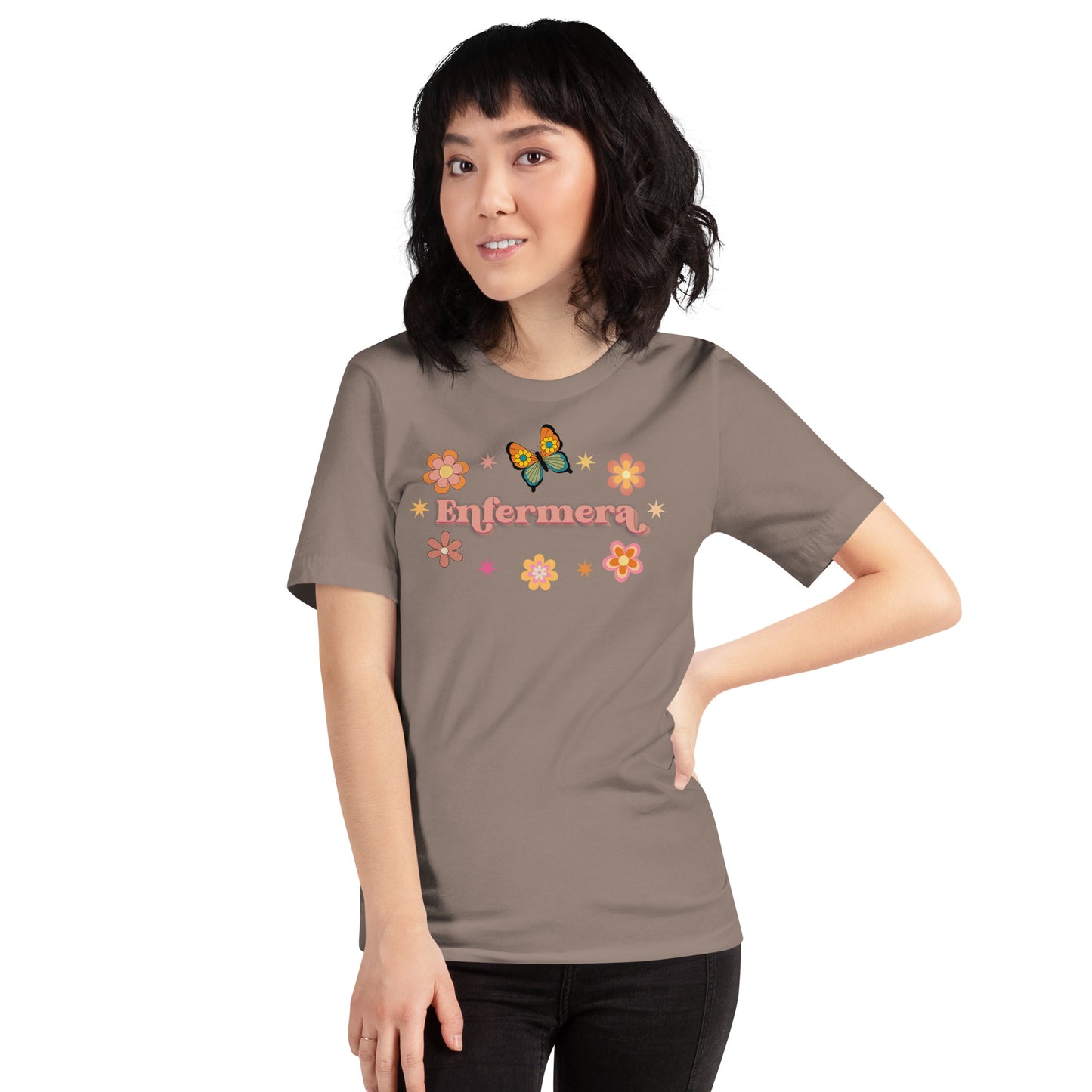 Enfermera Retro Flowers & Butterfly women's t-shirt