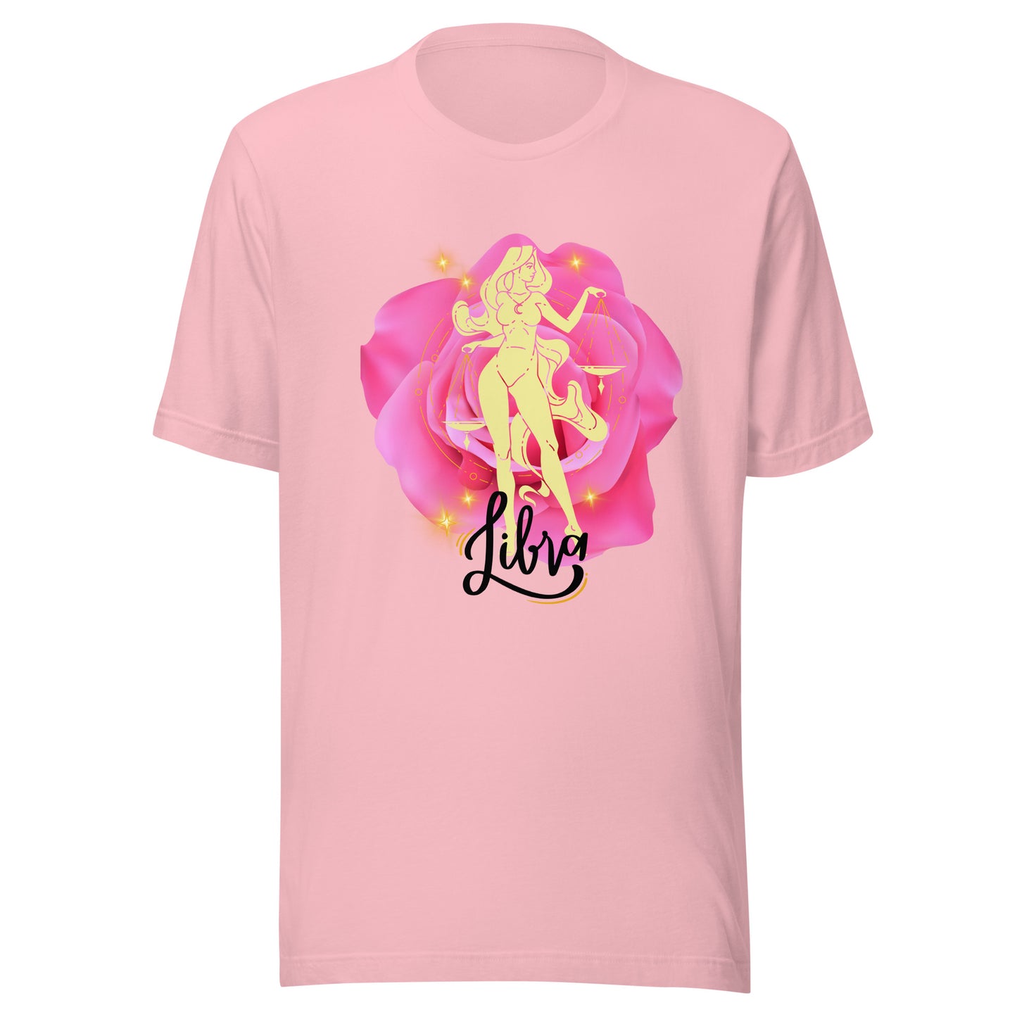 Libra Goddes Zodiac Sign Pink Rose Unisex t-shirt