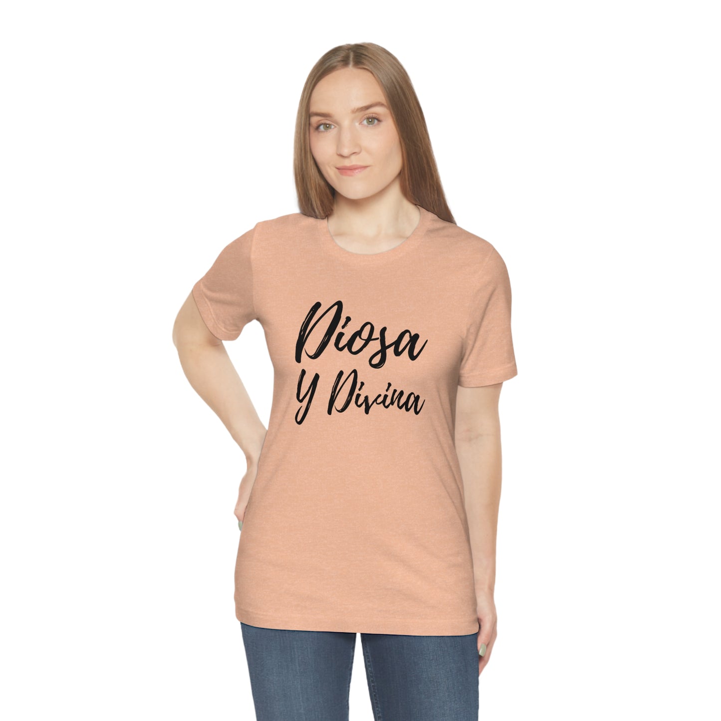 Diosa y Divina, Black print, Unisex Jersey Short Sleeve Tee