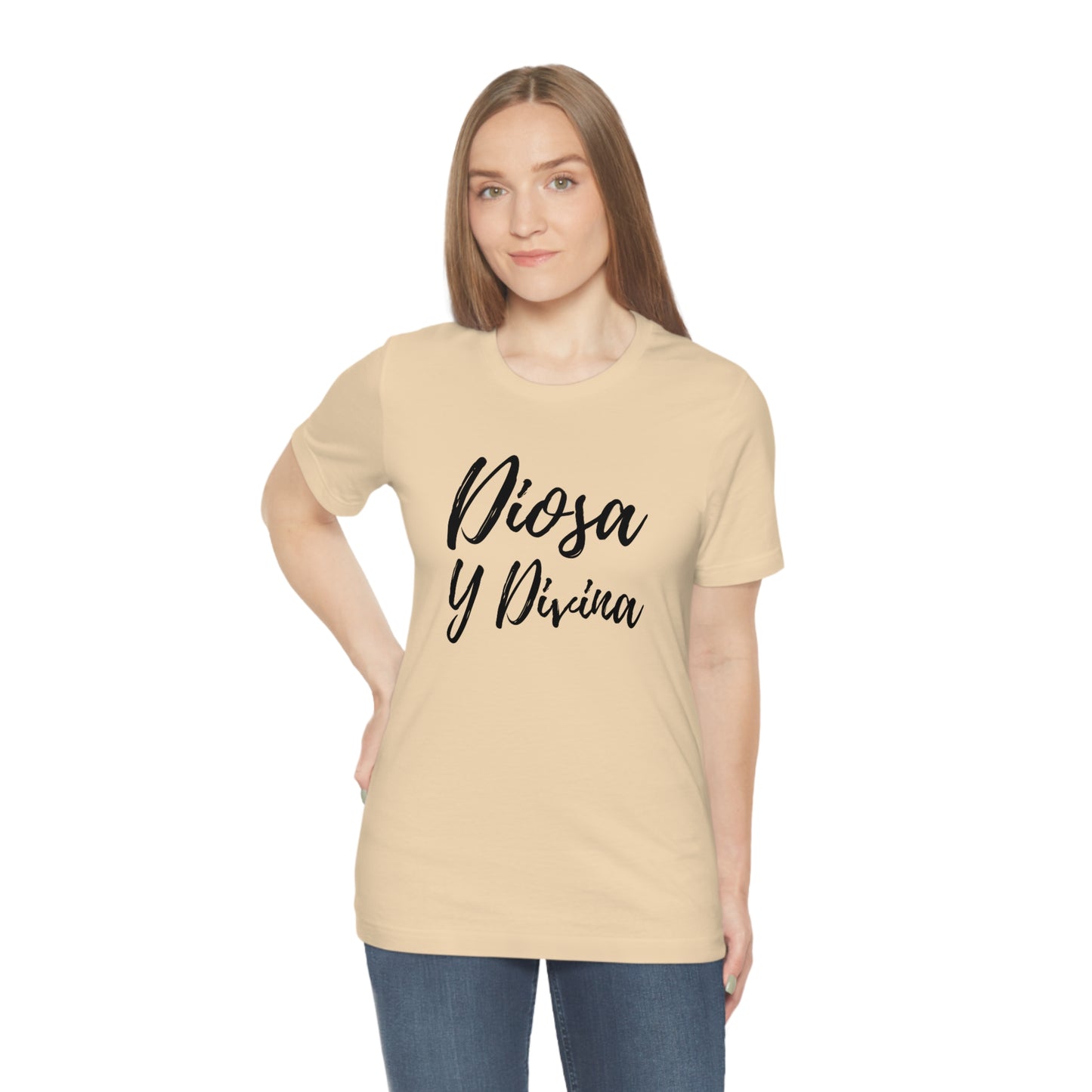 Diosa y Divina, Black print, Unisex Jersey Short Sleeve Tee