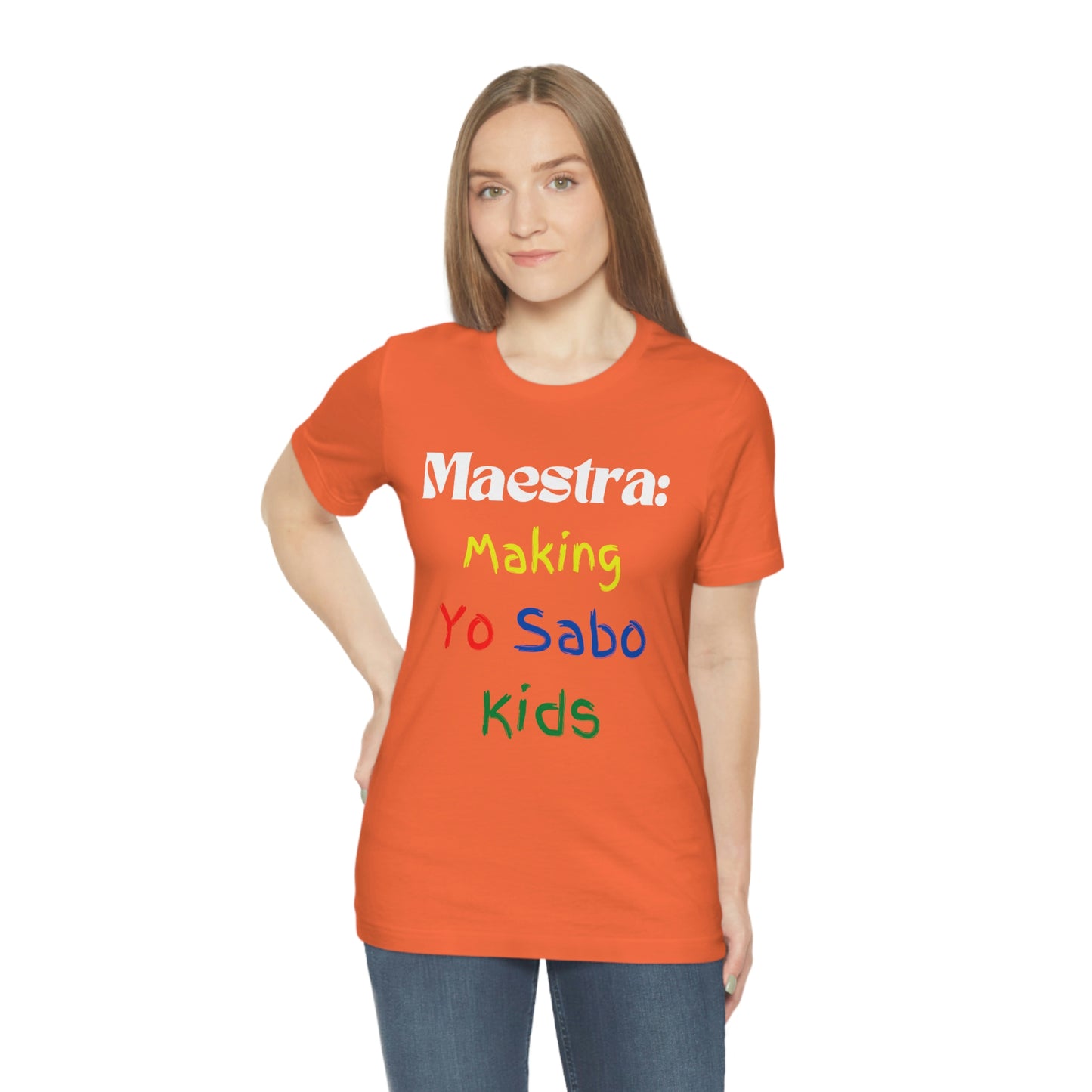 "Maestra: Making Yo Sabo" Kids Unisex Jersey Short Sleeve Tee