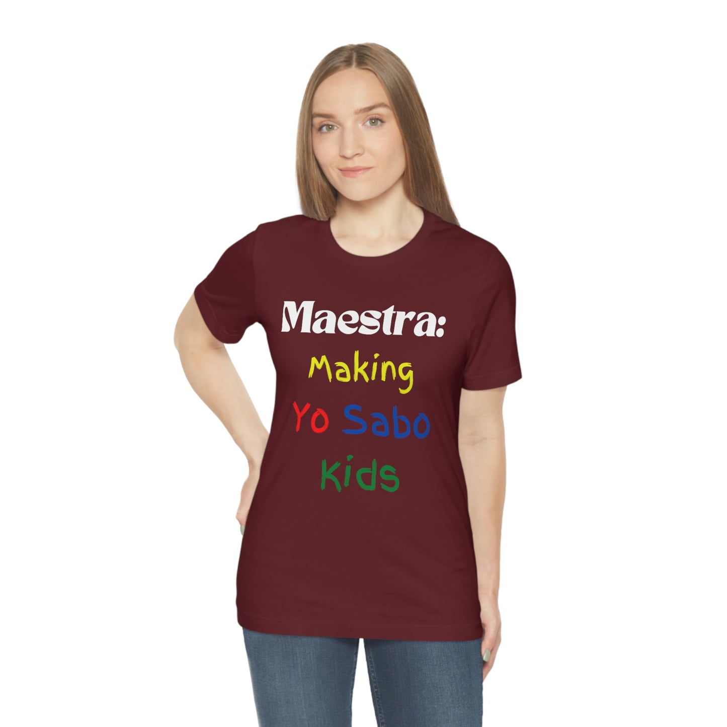 "Maestra: Making Yo Sabo" Kids Unisex Jersey Short Sleeve Tee