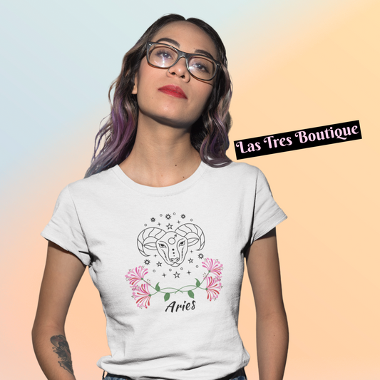 Aries Feminine Short-sleeve unisex t-shirt, Zodiac Sign, Latina owned, Women Owned