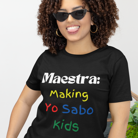 "Maestra: Making Yo Sabo" Kids Unisex Jersey Short Sleeve Tee