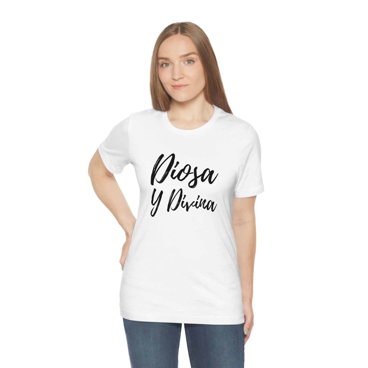 Diosa y Divina, Black print, Unisex Jersey Short Sleeve Tee