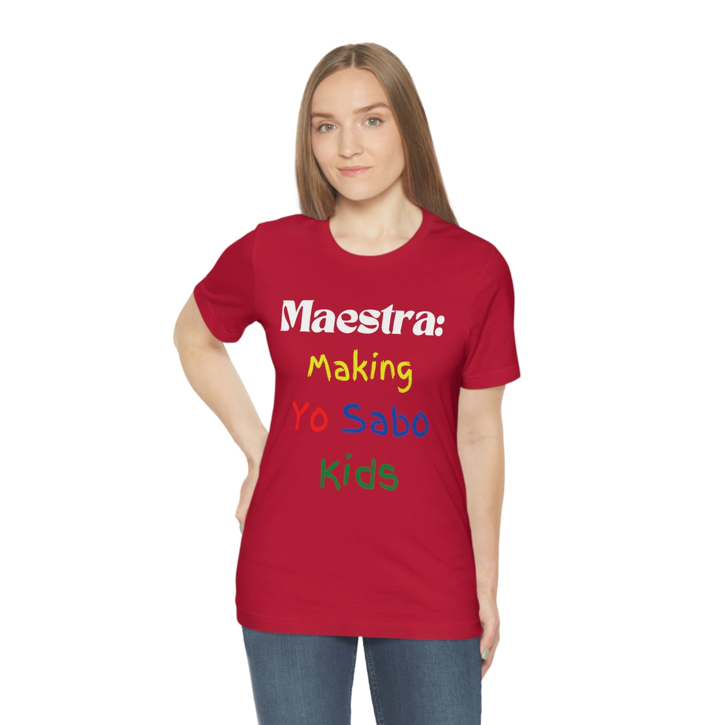 "Maestra: Making Yo Sabo" Kids Unisex Jersey Short Sleeve Tee