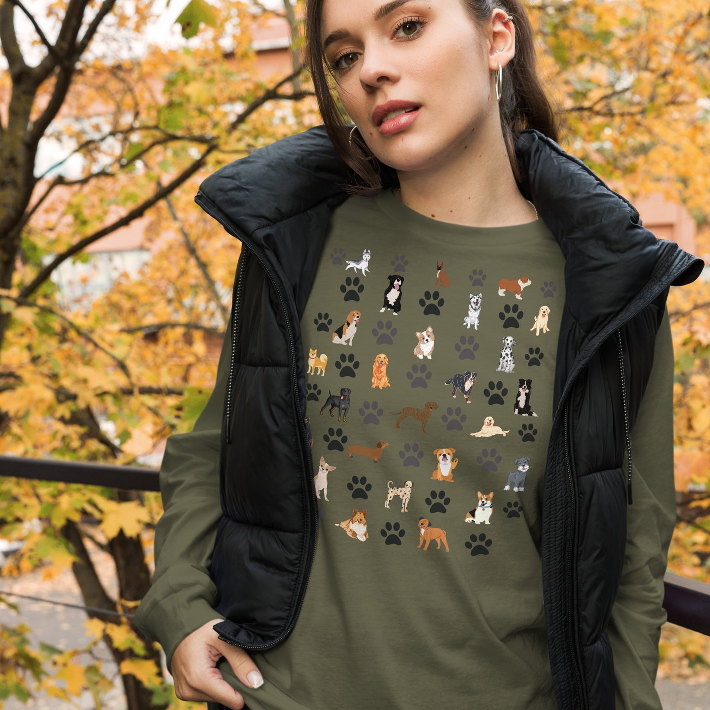 Dog Lover’s Shirt, Unisex Long Sleeve Tee Featuring Rottweiler, chihuahua, plott hound, pitt bull, terrier, golden retriever, husky, corgi, boxer