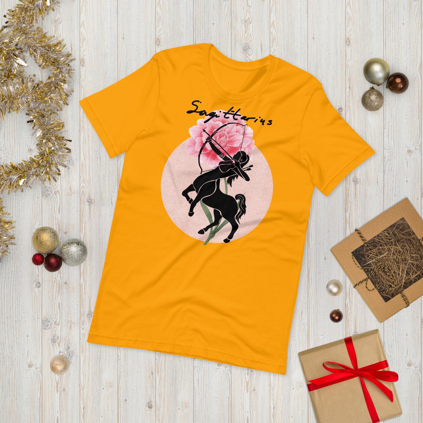 Sagittarius Season, Sagittarius female, pink carnation, archer, fire sign, the optimistic one, astrology, zodiac sign, Unisex t-shirt