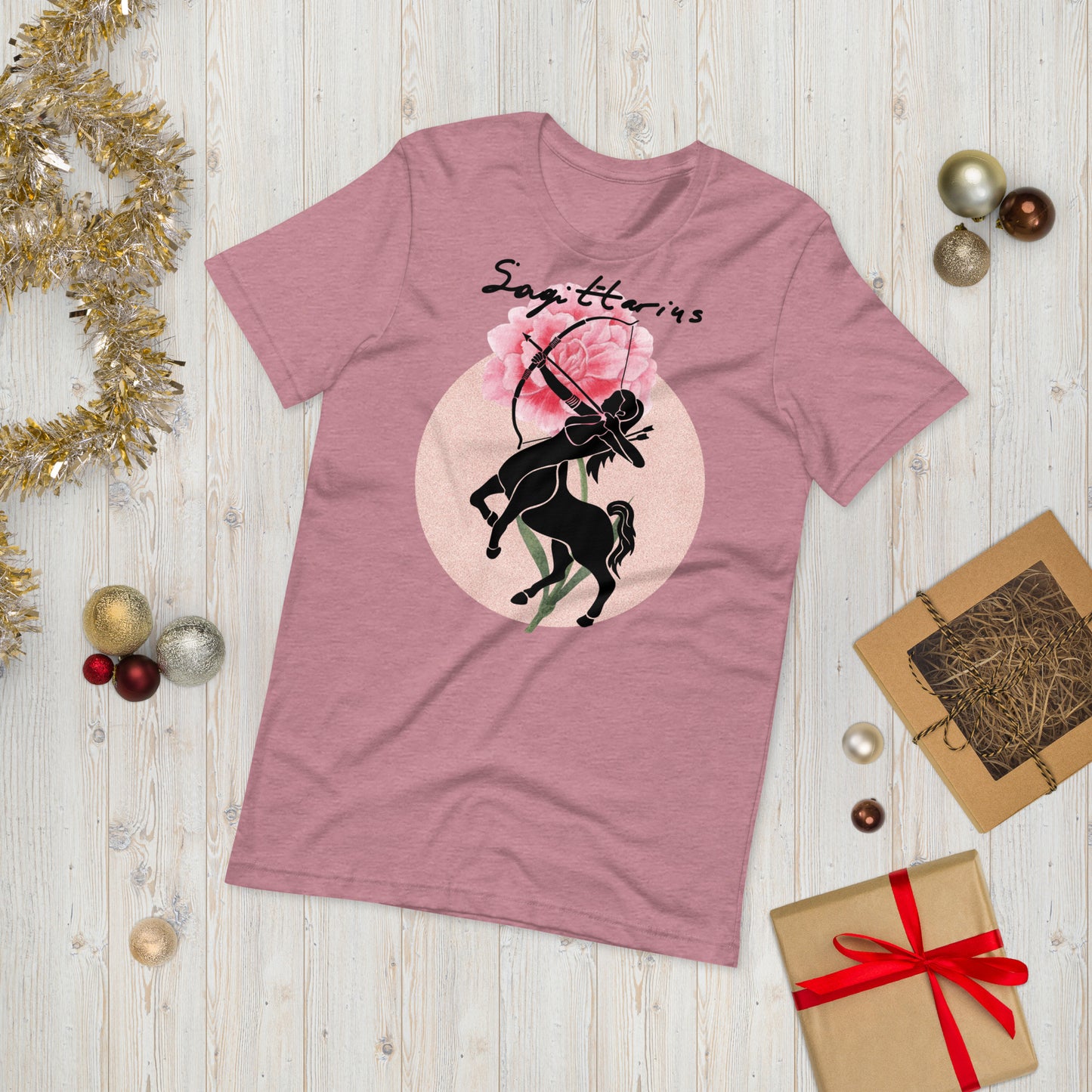 Sagittarius Season, Sagittarius female, pink carnation, archer, fire sign, the optimistic one, astrology, zodiac sign, Unisex t-shirt